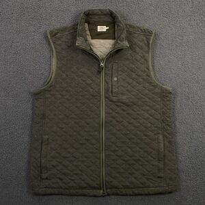 Faherty Epic Quilted Fleece Vest Mens Large Green Knit Full Zip Lined Golf